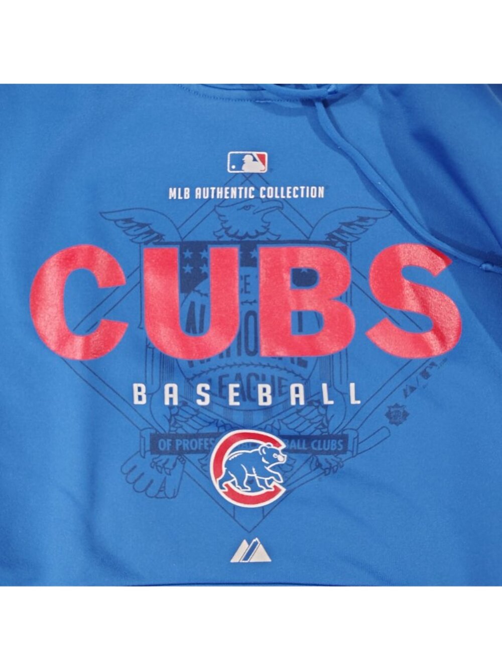 Chicago Cubs MLB Hoodie Sweatshirt Size M Majestic Therma Base Authentic Blue - Picture 2 of 14